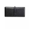 Genuine Leather Woven Long Wallet Men Women Soft Sheepskin Interior Multi-Slot Card Holder Large Capacity Bifold Purse