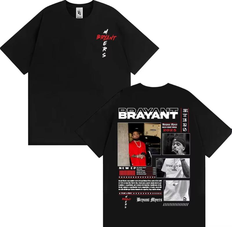 

Rapper Bryant Myers Unisexs Shirt Album Graphics Summer Womens Y2k Hip Hop Oneck Rock Streetwear Tshirt 2026 Summer Comfortable M