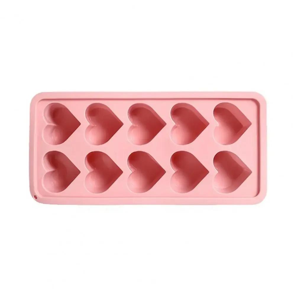 

10 Grids Heart Shaped Silicone Ice Cube Trays Easy Release DIY Love Heart Ice Cubes Chocolate Candy Mold For Cocktails Ice Maker розовый