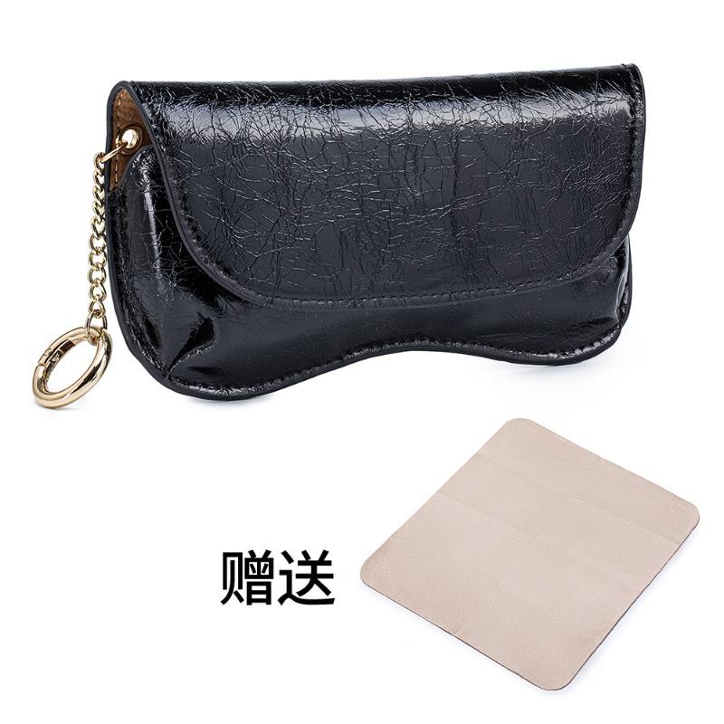 

New burst glasses bag niche design versatile portable sunglasses storage bag first layer cowhide sunglasses case чёрный