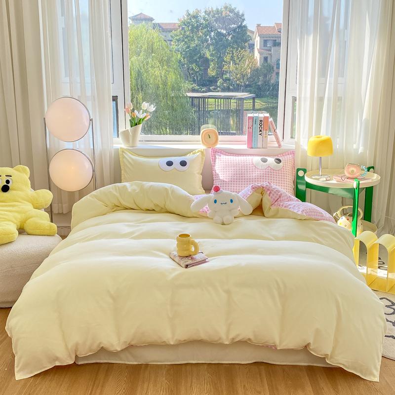 

Бесплатная доставка Новый набор постельного белья из стираного хлопка из 4 предметов Алоэ для студенческого общежития 1.8m: 180*220, 230*230, 48*74*2