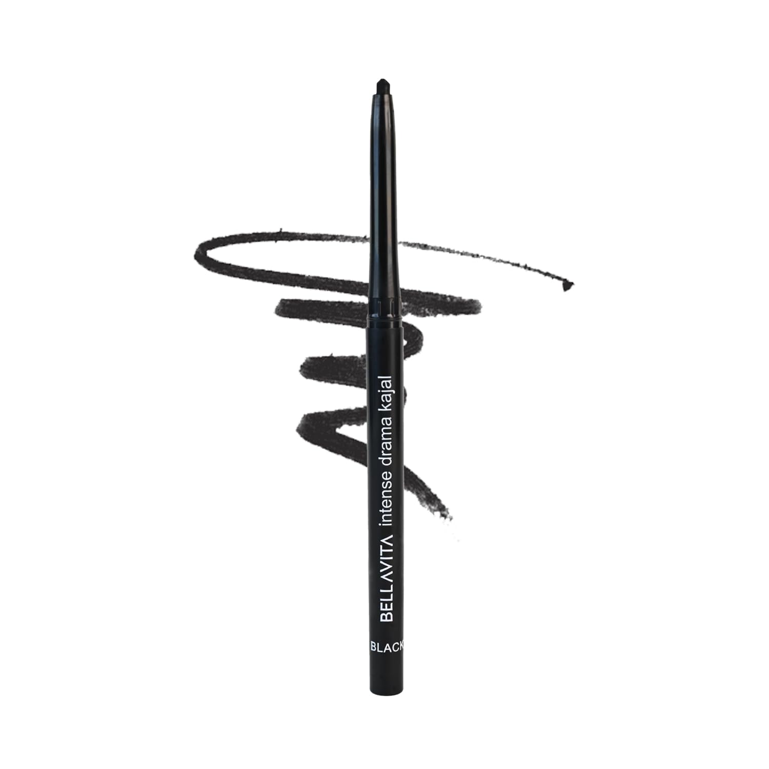 

BELLAVITA Intense Drama Kajal, Black, Intense Pigment, Smudge-Proof, Long Lasting, Enriched with Vitamin E & Almond Oil, Glossy, 0.3 g