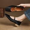 Fashion 2025 Spring Women Pumps Square Toe Low Heel Horsehair Women Shoes Leopord Shallow Button  Mary Janes Ladies Shoes
