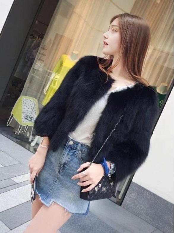 Women's Slimming Faux Fur Coat - 2025 Autumn/Winter Fashionable Plush Mink-Like Fox Fur Coat