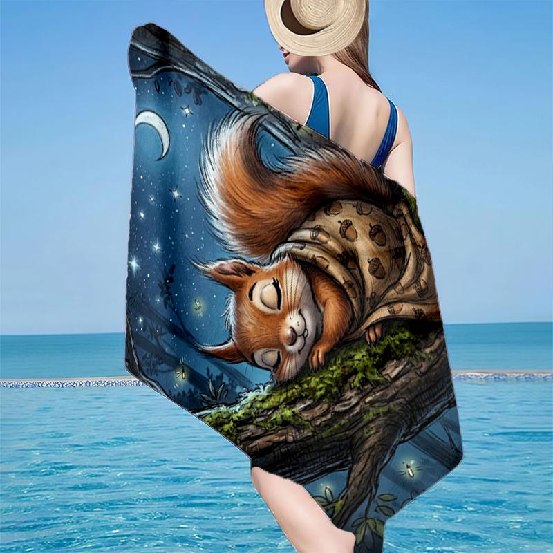 Eichhörnchen Träume Unter Mondlicht Strandtuch, Super Weiche Mikrofaser, Geschenk für Sie/Ihn, Geburtstag, für Pool, Strand, Reisen, Heimdeko Fan Geschenke