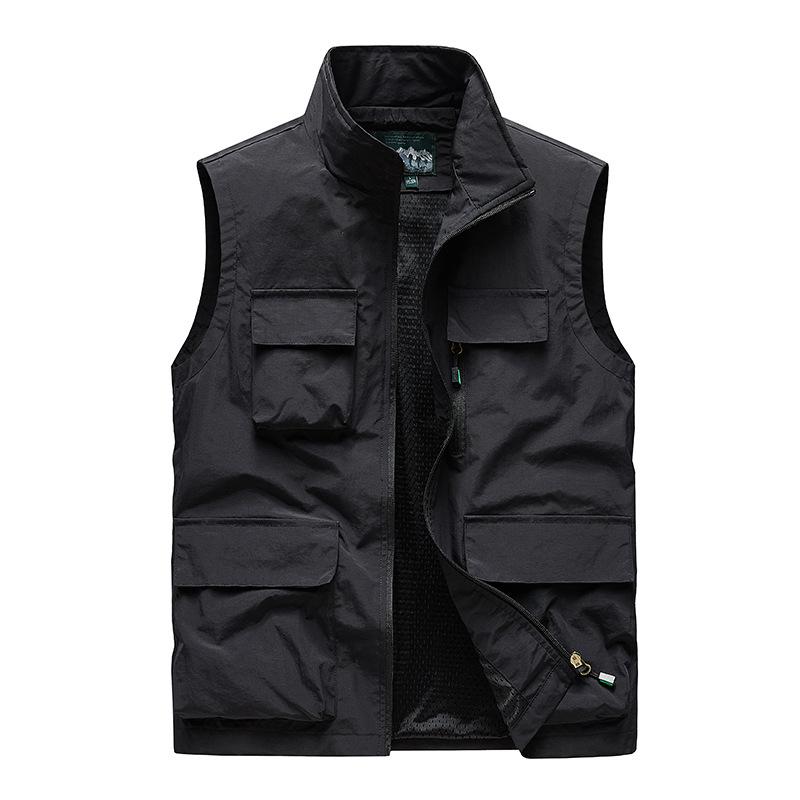 Gilet da pesca casual da uomo multi-tasche per primavera e autunno, per esterni, per mezza età e anziani