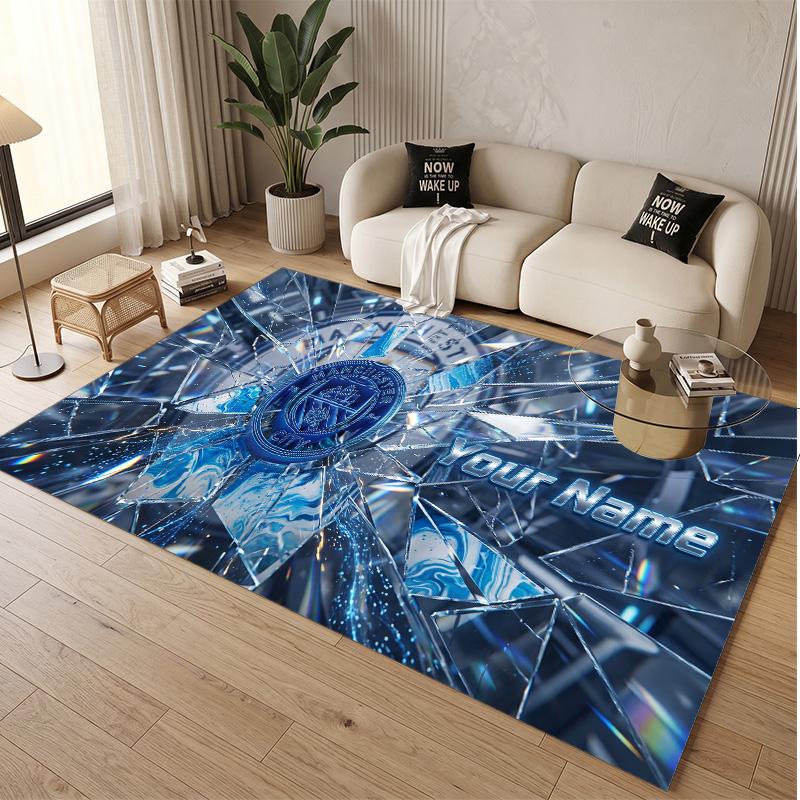 Personalized Crystal Velvet Carpet Manchester City Pattern Non Slip Floor Rug