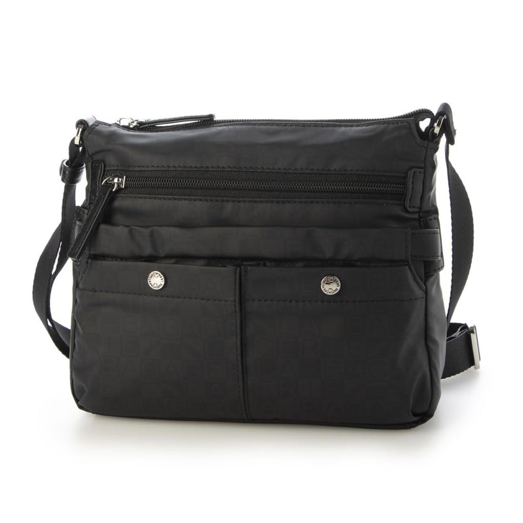Labagagerie Monogram Square Nylon Shoulder Bag, SS Size, B004604, Black (10)