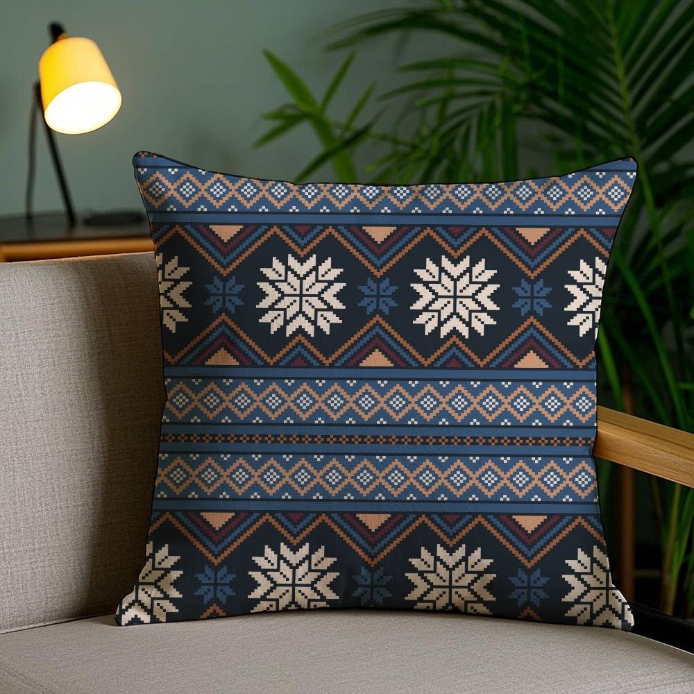 Classic Trend Moroccan Prints Flower Pillow Case Anti-dustmite Pillowcase Invisible zipper silky short plush Sofa cushion cover