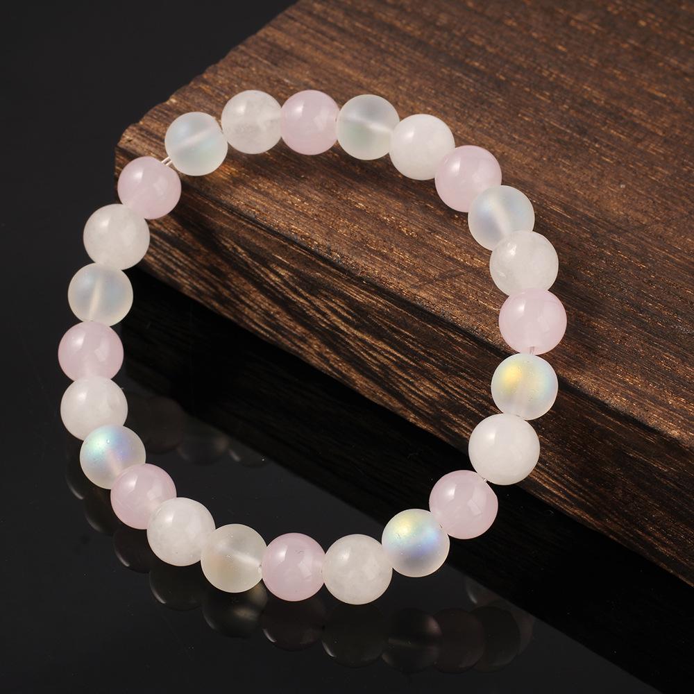 Festive Gifts Rose Quartz Labradorite Beaded Bracelet Soft Shiny Fashion Jewelry For Women Daily Wear Gift
