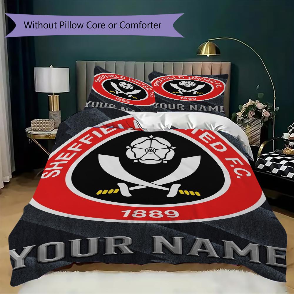 Custom Name Sheffield United FC Bedding,Quilt Set Quilt Cover Pillowcase Home Birthday Gift(1 * Duvet Cover + 2 * Pillowcase, Without Core)_xia