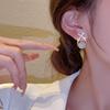 New Inlaid Rhinestone Pearl Stud Earrings Shiny Personality Fashion Unique Design Earrings for Women Party Wedding Jewelry