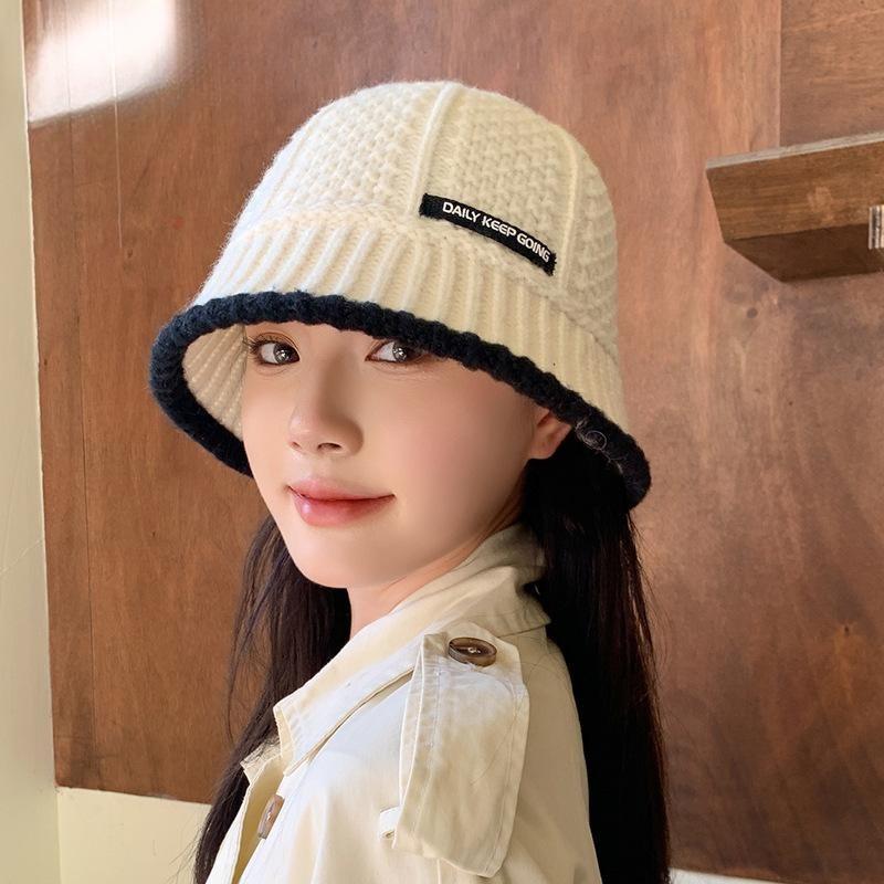 New hat women's autumn and winter warm bucket bucket hat Korean version shows small face cover retro versatile basin hat