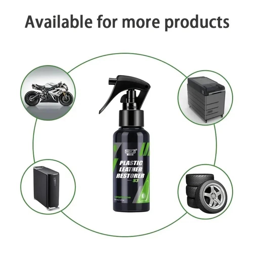 100ml Auto Kunststoff Leder Gummi Aufbereiter Spray - Zurück zu Schwarz Glänzend Innenraum Kunststoff Renovierer