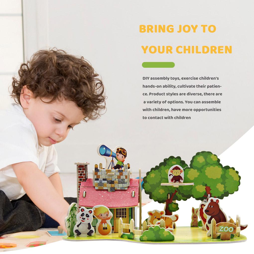 3D Paper Assembly House Model Children DIY Paper Building Architecture Model Kids Early Educational Toy Type 2