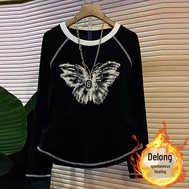 

Женская бархатная футболка с длинным рукавом 2024: Шикарный универсальный топ для осени/зимы L for 115-125 lbs