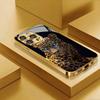Diamant Gold Leopardendruck Metallische Farbe Glas Handyhülle für iPhone 17 Pro Max 11 12 13 14 15 Pro 16 15 Plus 17Air 16E Hülle