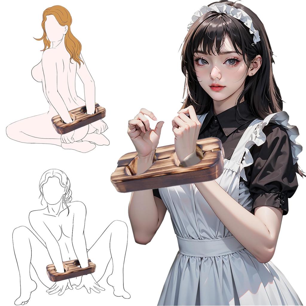 MFMYEE SM Bondage Wooden Fetish Bondage Wooden Board Bondage Wrist and Ankle Adult Bed Game Bondage SM Sex Props Handcuffs, Handcuffs, Roleplay, (L)