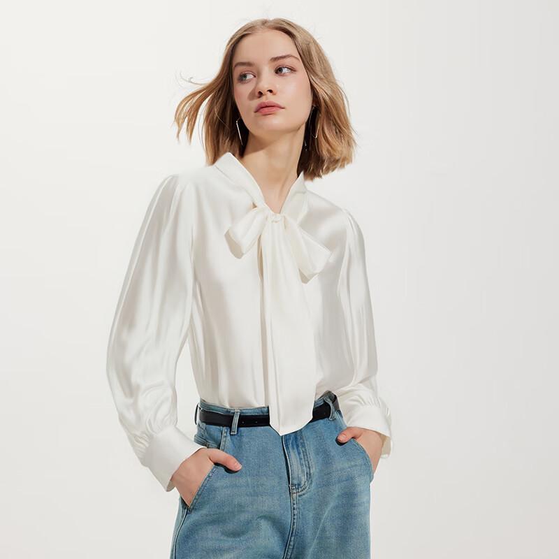 Women s Autumn Long Sleeve Tie-Neck Blouse L