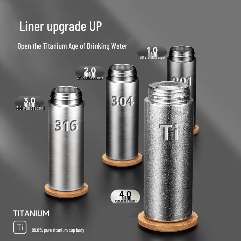 One Drop Water Titanium Insulated Water Bottle with Pop-Up Lid, 450mL