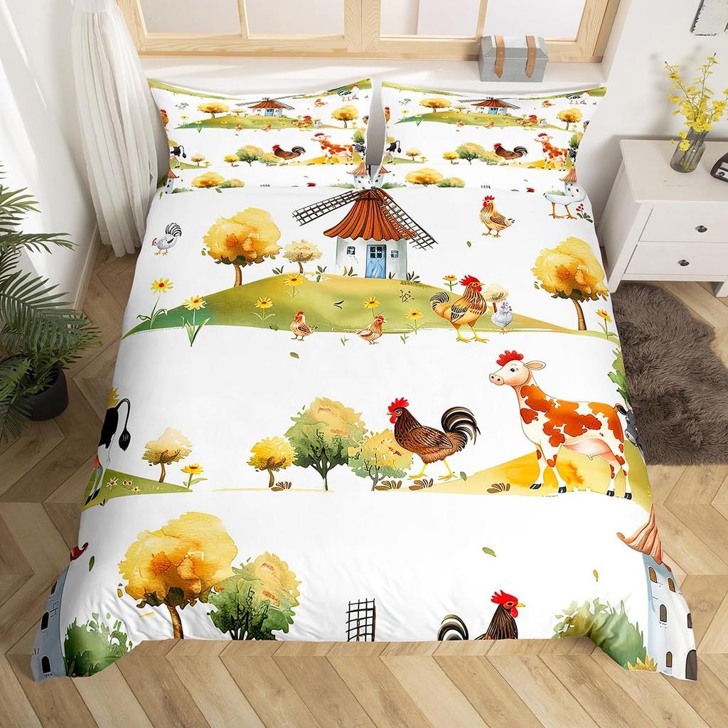 Windmill Duvet Cover Sets For Kids Teens Adults Lightweight Down Quilt Covers Bedroom Decor 2 Pillowcases 1 Duvet Cover No Quilt