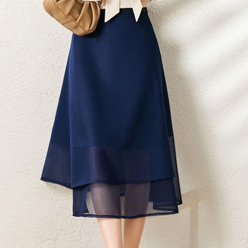 Mesh Skirt Half Length Skirt Spring and Summer Chic Design Irregular Retro Umbrella Skirt Multi-layer Splicing Temperament Skirt