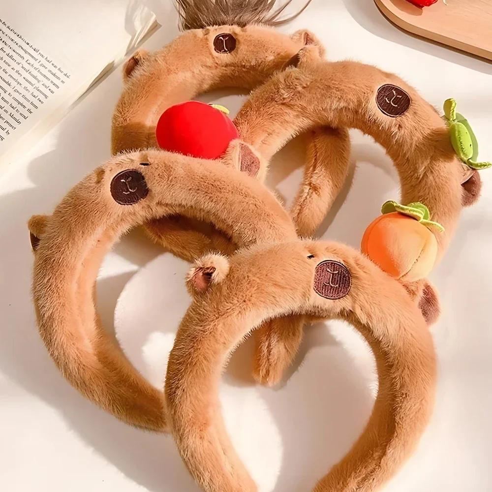 1-10PCS Plush Capybara Hair Hoop High Cranial Top Headband Cute Wash Headband Hair Accessories for Girls Kids Accessories