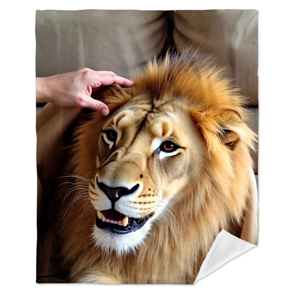 Realistic Lion Fleece Blanket 3D Animal Print Soft Cozy Throw Wildlife Art Design Home Decor Gift for Men and Nature Lovers