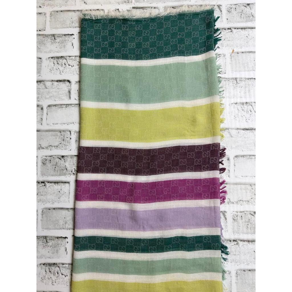 Used USED GUCCI GG Logo Multicolor Border Large Stole