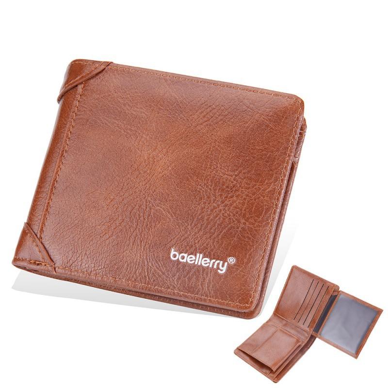 New Wallet Men Short Style European American Retro Business Horizontal Multi Slot Buckle Ticket Holder