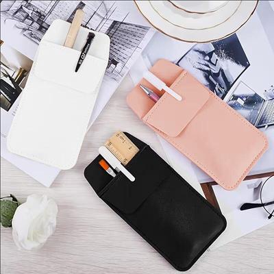 PU Leather Leak-proof Pencil Bag For Clothes Pocket Doctor Nurse Staff Business Office School Pen Holder 1/2/3/4 PCS Solid Color