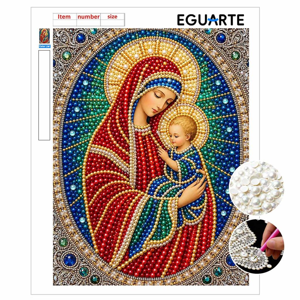DIY 3D Pearl Diamond Painting Art Set Religious Mother Mary Home Decor Art Set Wall Art