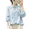 Women Shirt Lapel Long Sleeve Single Breasted Shirt Tops Loose Fit Leaf Pattern Casual Shirt Work Party Vacation Daily Wear