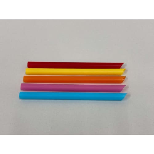 Shibase Kogyo 648 Straw Straws, for Piercing Tapioca Lids, Straight with One Angled End, 12mm x 18cm Diameter, Unwrapped, 130 Straws, 5-Color Mix, Mad
