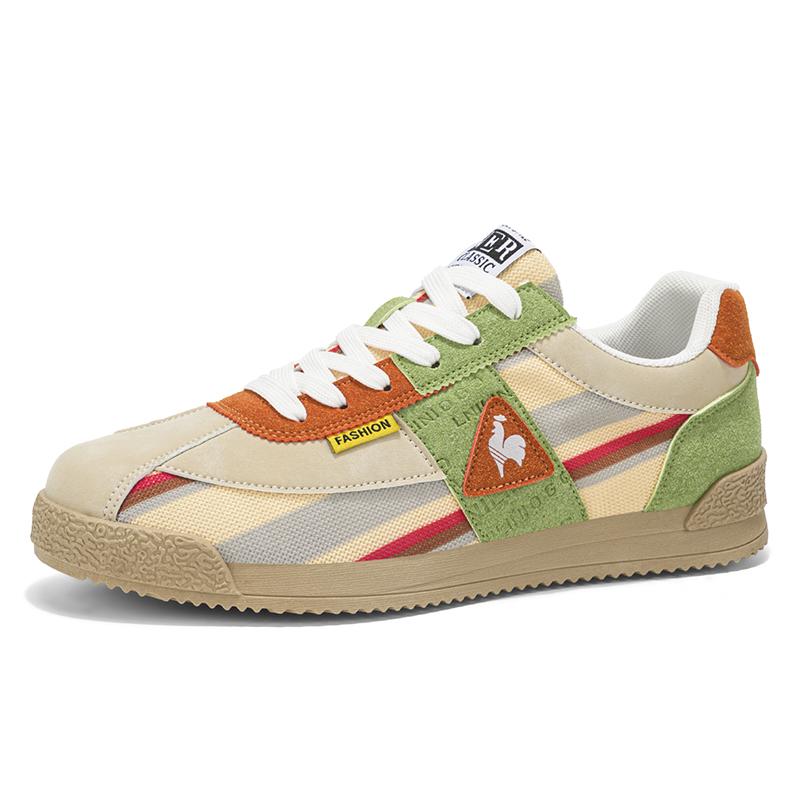 Casual men's shoes shoes white and black, red, blue, green and orange.