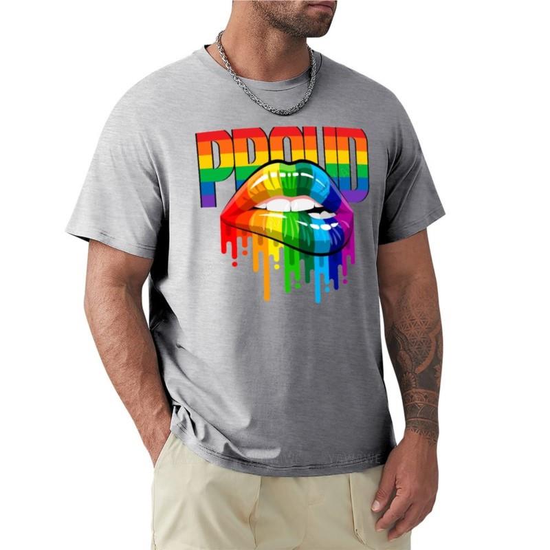 Proud Rainbow Lips Pride Tshirt Plus Size T Shirts Tshirt For A Boy Aesthetic Clothes Black Tshirts For Unisex