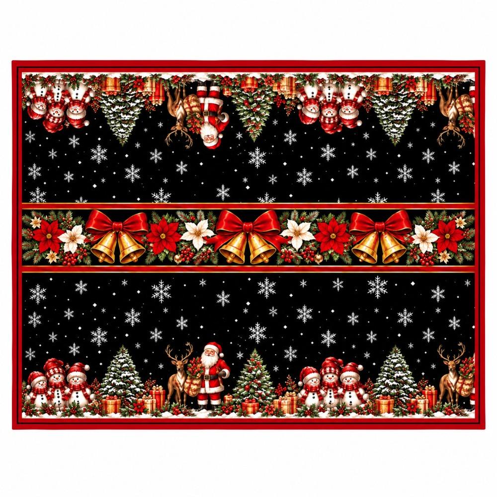 Tablecloth Christmas table linen tabletop holiday decoration with snowman and Santa Claus printed table Cloth Bobsled Bell
