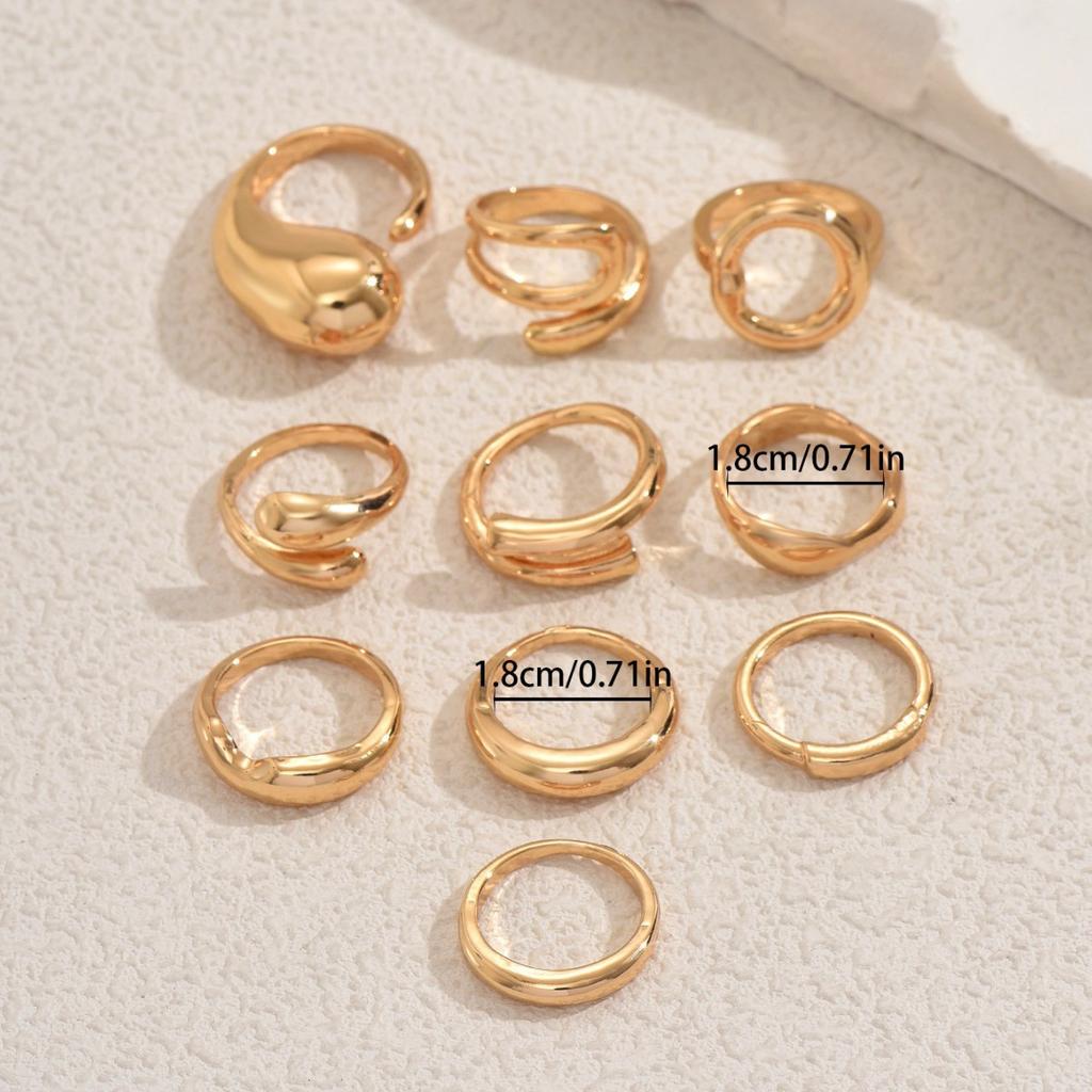 Wind lady geometric ring set, small self-test opening adjustable design, high-end ring versatile