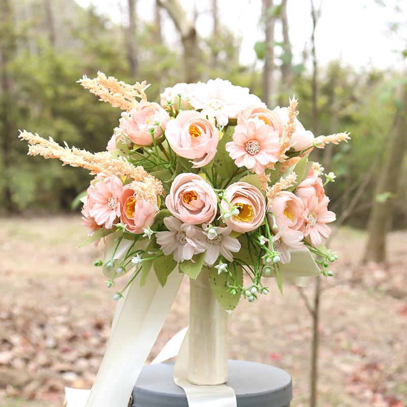 Korean Style Bridal Bouquet for Weddings - Artificial Flower Ball for Bridesmaids & Photo Props