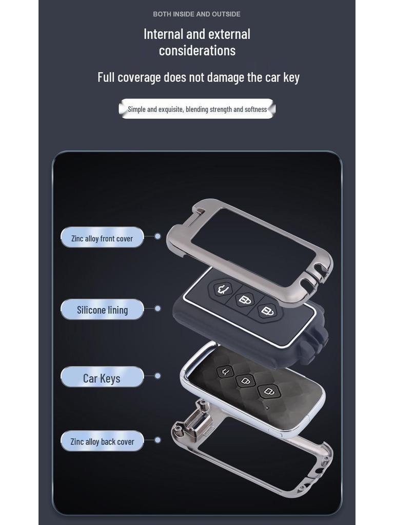 Soft Silicone Zinc Alloy Protective Key Cover for Wuling Xingchen SUV