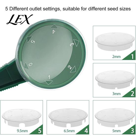 Garden Label Markers Seeds Dispenser, Handheld Seeder Sower with 5 Dial Settings, Ergonomic Plastic Dibber Dibber, Plant Labels, Sowing Tool for Small