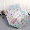 Seashell Pattern Automatic Folding Umbrella  Simple 8 Rib Design, Bright Cartoon Pattern, Durable Iron Frame, Suitable For Travel, Outdoor,