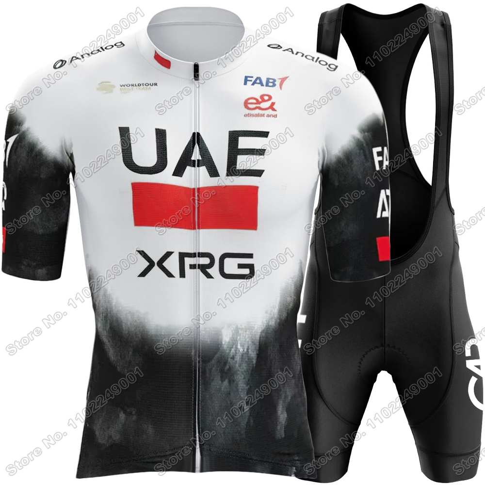Weißes Team Fahrradtrikot Set Herren Fahrradbekleidung Sets Sommer Rennrad T-Shirts Anzug Fahrrad Trägerhosen MTB Trikot
