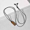 Green Healing Natural Stone Necklace for Men,Cylinder Pendant with Black Leather Long Wax Rope Collar,Sweater Chain Gift