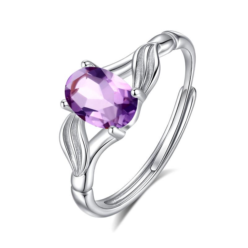 Natural stone s925 sterling silver ring women s adjustable non-fading ring Xiaohongshu popular high-end accessories women s daily jewelry gift
