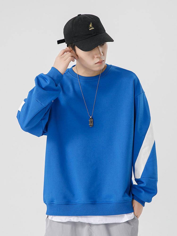 

Уличная мужская толстовка, повседневная толстовка с длинными рукавами, мужская мода, толстовки с круглым вырезом, новая осенняя одежда для мужчин 3XL синий