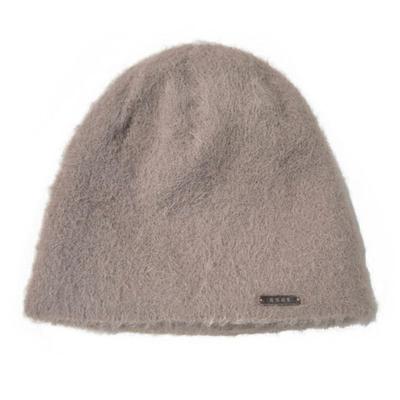 BONNET EN FOURRURE AVEC LOGO MÉTALLIQUE runningHIGH [MARRON]