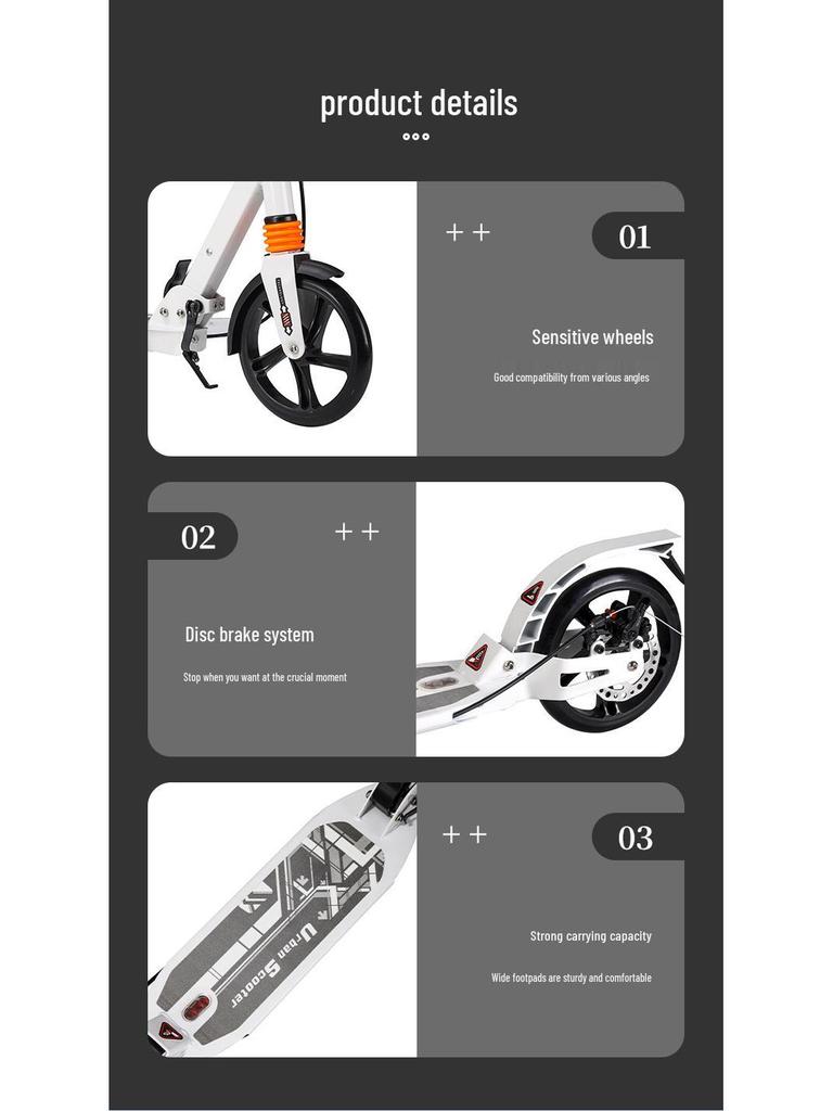 Wow Custom Folding Scooter with Handbrake: Ideal for City Commute, Students, and Children