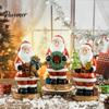 Desktop Holiday Ornament Santa Claus Figurine, Christmas Resin Holding Wreath/Tree/Bear Statue, Decorative Gift for Family Tabletop Mantel,