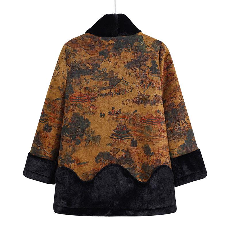 Chinese Style Faux Mink Velvet Winter Coat for Middle-Aged & Elderly Women